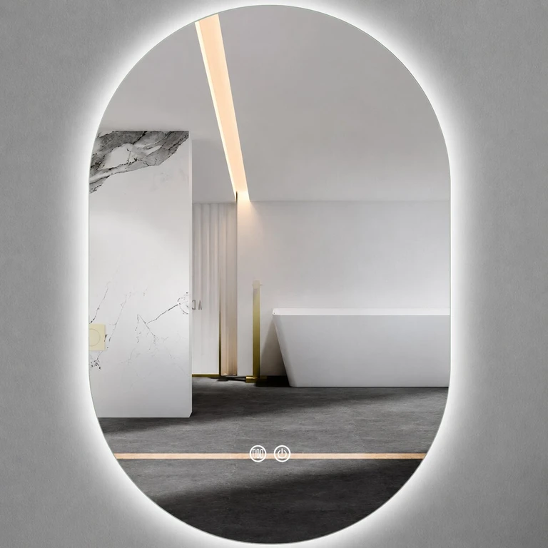 Espejo con luz 50x70cm para baño | Cristal de 5mm | Función Antivaho